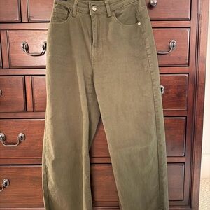 Olive Green Crop Jeans